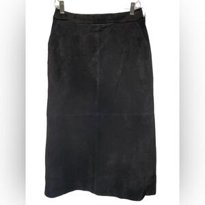 ANN TAYLOR Womens Genuine Leather Black Pencil Skirt- 6